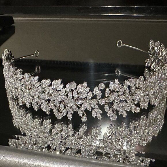 Luxury Cubic Zirconia Bridal Silver Headwear